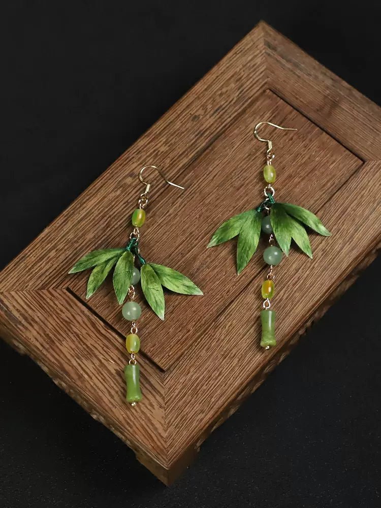 Green Bamboo Leaf|Hanfu Matching Earringshan fu Chinese han fu hanfu male tang dynasty clothes chinese hanfu tang dynasty outfits traditiona hanfu dress chinese hanfu chinese style dress dress fashion cheongsam dress q