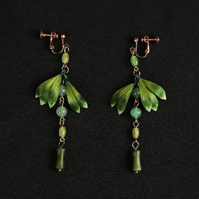 Green Bamboo Leaf|Hanfu Matching Earringshan fu Chinese han fu hanfu male tang dynasty clothes chinese hanfu tang dynasty outfits traditiona hanfu dress chinese hanfu chinese style dress dress fashion cheongsam dress q