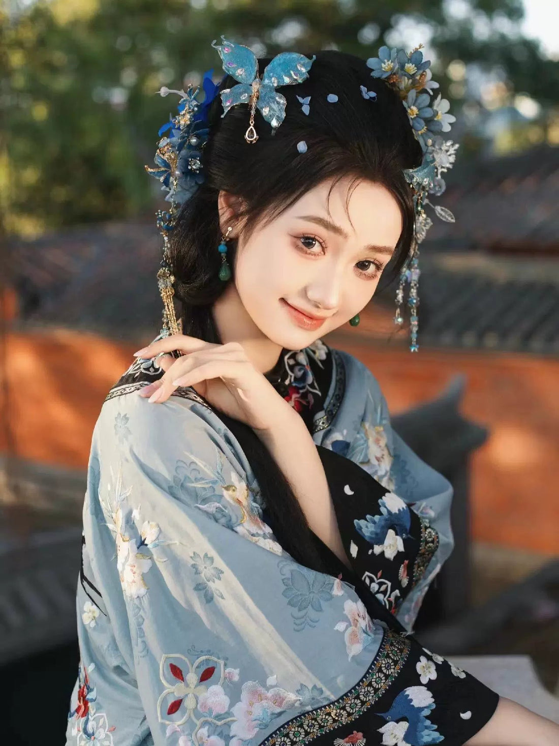 【Hanfu】Azure Butterfly Grace | Qing Style Hanfuhan fu Chinese han fu hanfu male tang dynasty clothes chinese hanfu tang dynasty outfits traditiona hanfu dress chinese hanfu chinese style dress dress fashion cheongsam dress q