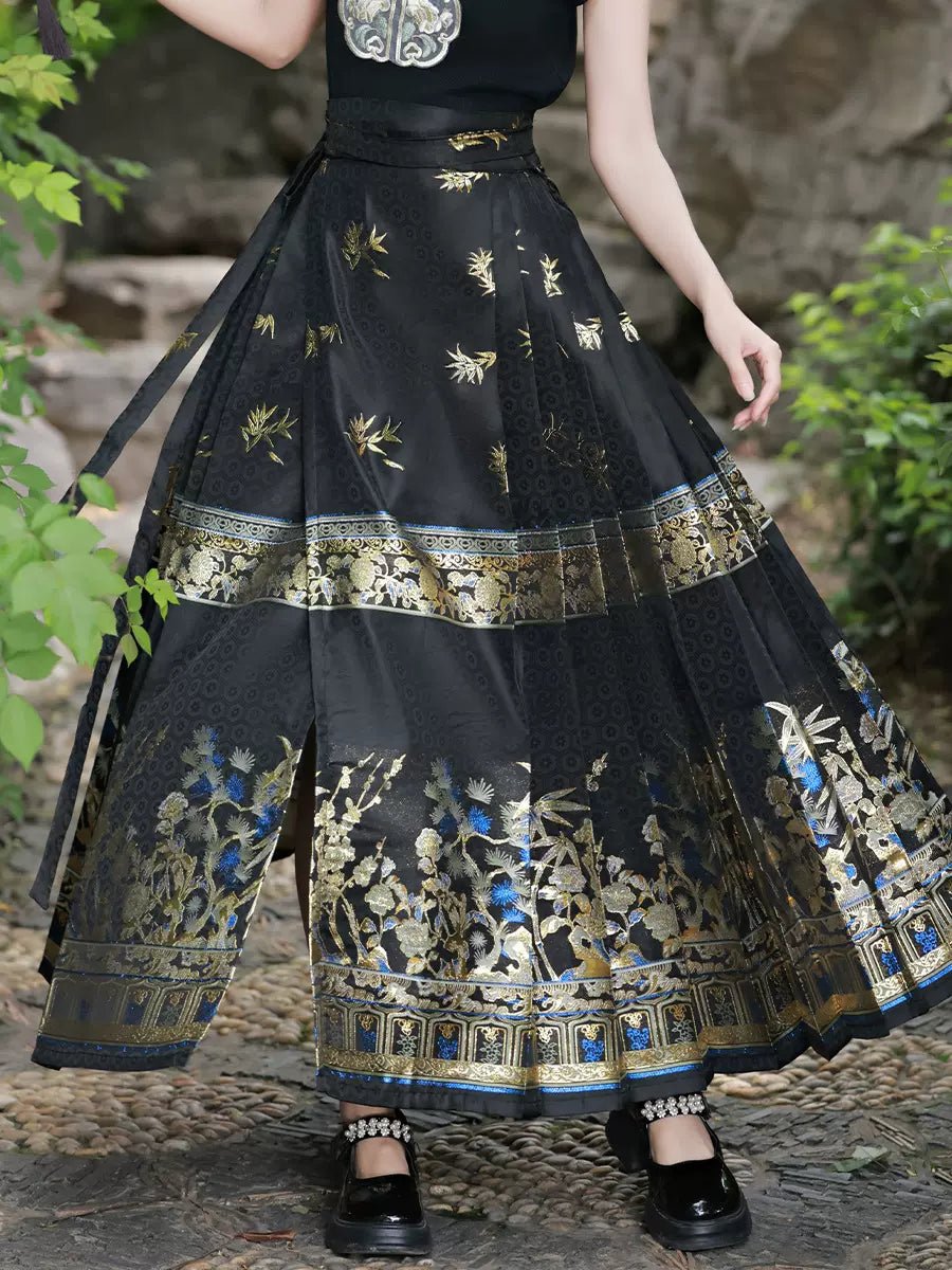 【Hanfu】Black silk gold leaves|Modern horse - faced skirthan fu Chinese han fu hanfu male tang dynasty clothes chinese hanfu tang dynasty outfits traditiona hanfu dress chinese hanfu chinese style dress dress fashion cheongsam dress q