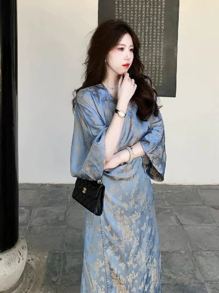 【Hanfu】Blossoms of Silk Elegance | Cheongsam/Qipaohan fu Chinese han fu hanfu male tang dynasty clothes chinese hanfu tang dynasty outfits traditiona hanfu dress chinese hanfu chinese style dress dress fashion cheongsam dress q