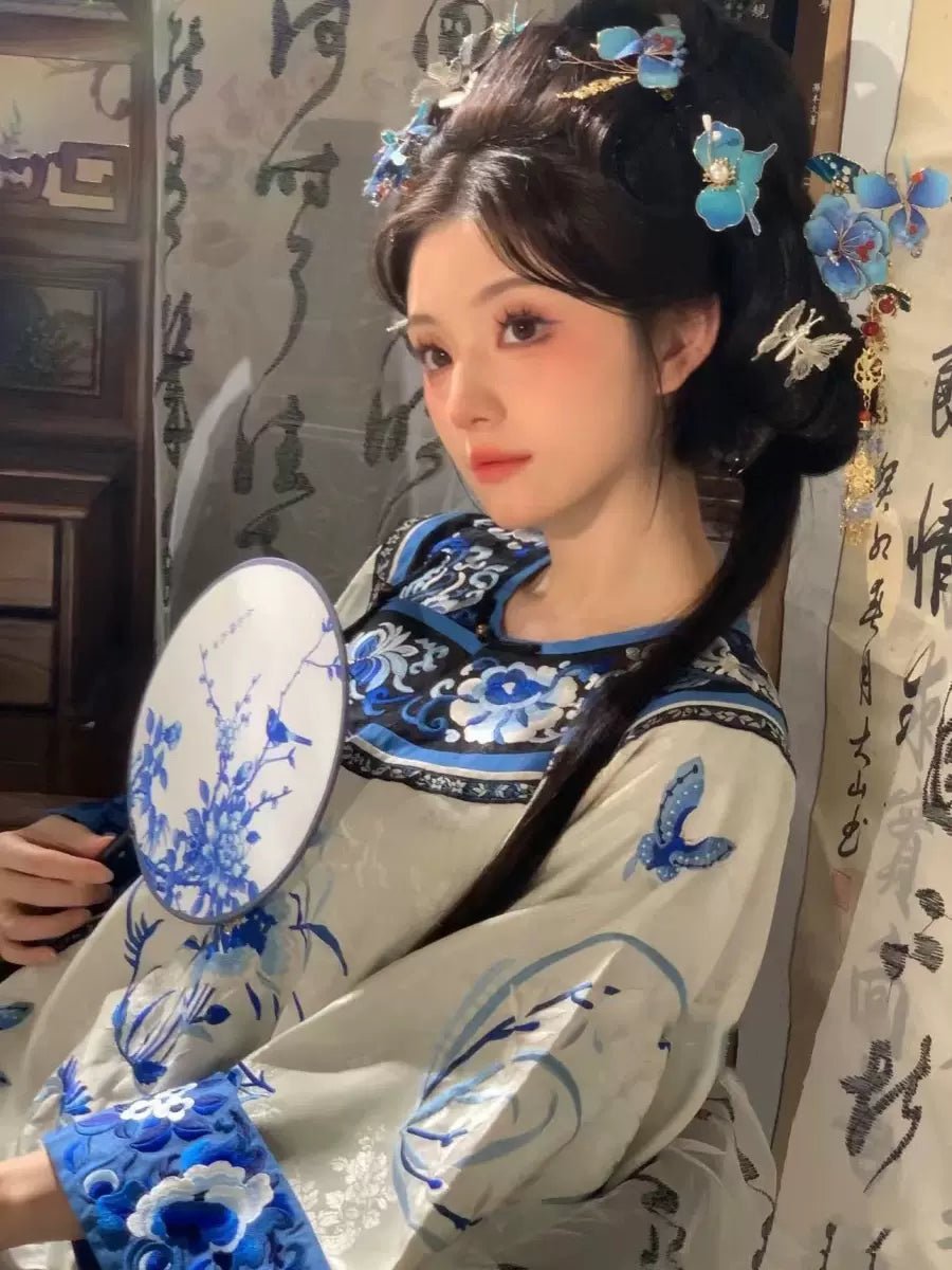 【Hanfu】Blue Willow Elegance | Qing Style Hanfuhan fu Chinese han fu hanfu male tang dynasty clothes chinese hanfu tang dynasty outfits traditiona hanfu dress chinese hanfu chinese style dress dress fashion cheongsam dress q