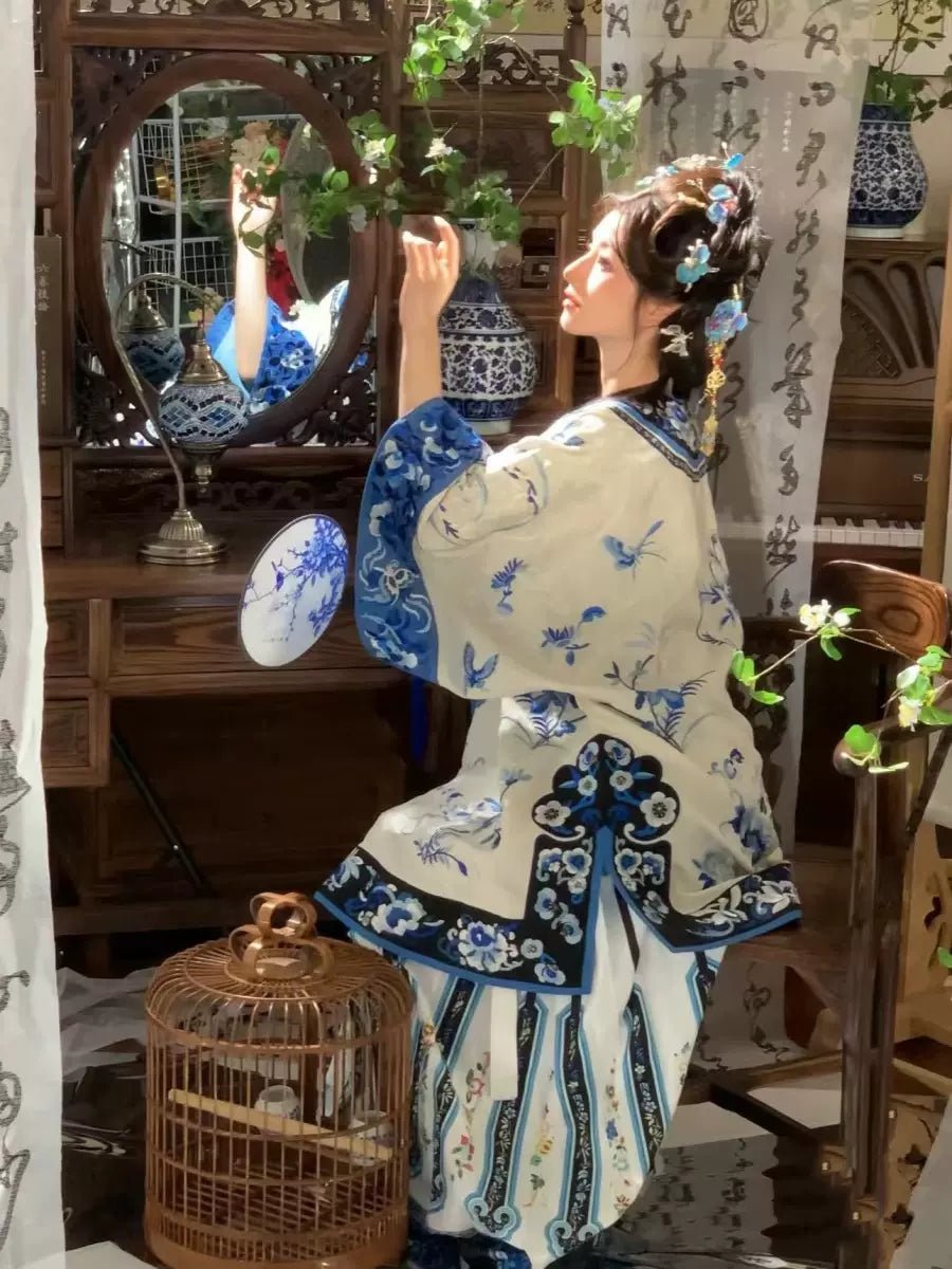 【Hanfu】Blue Willow Elegance | Qing Style Hanfuhan fu Chinese han fu hanfu male tang dynasty clothes chinese hanfu tang dynasty outfits traditiona hanfu dress chinese hanfu chinese style dress dress fashion cheongsam dress q