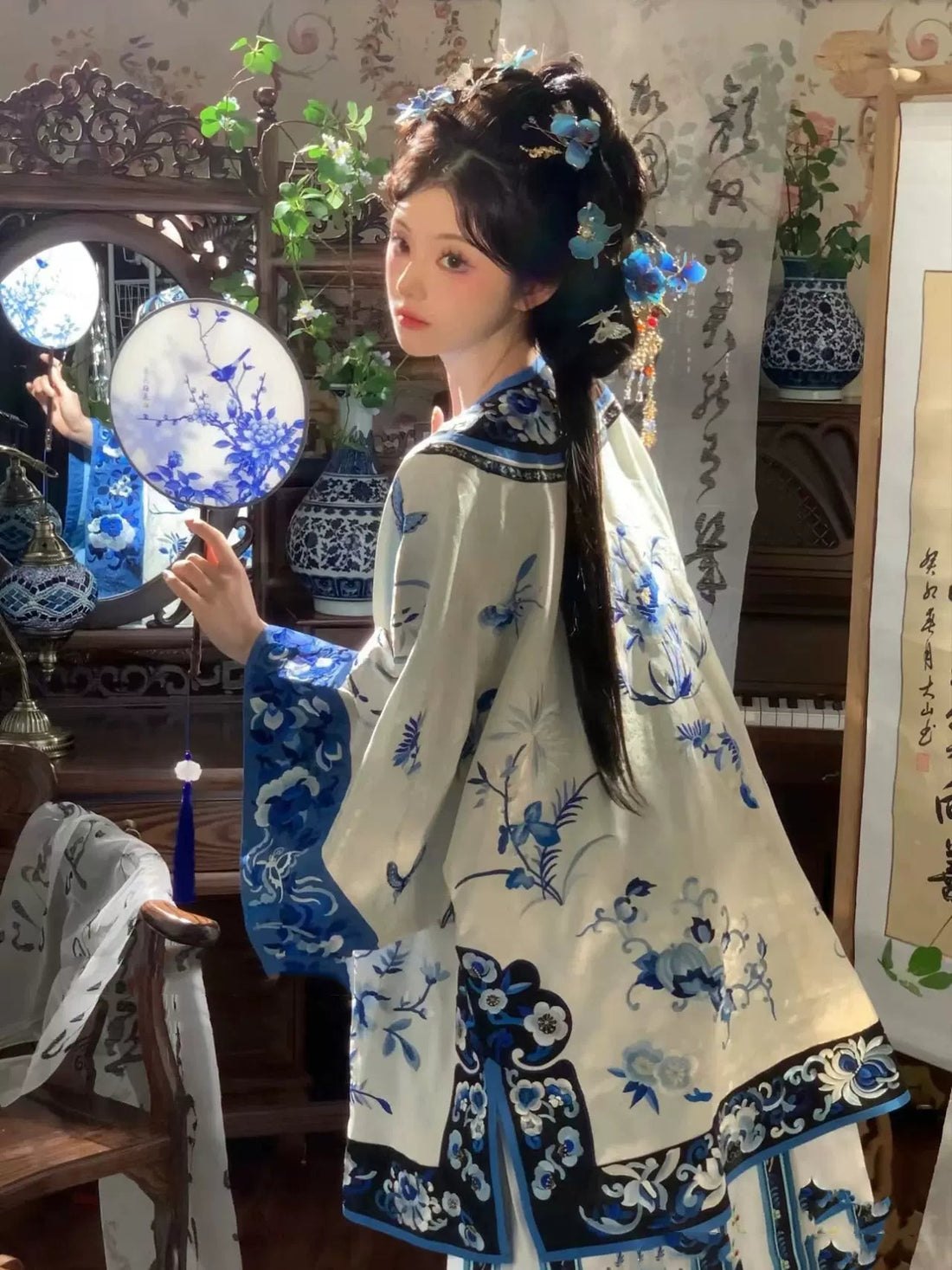 【Hanfu】Blue Willow Elegance | Qing Style Hanfuhan fu Chinese han fu hanfu male tang dynasty clothes chinese hanfu tang dynasty outfits traditiona hanfu dress chinese hanfu chinese style dress dress fashion cheongsam dress q