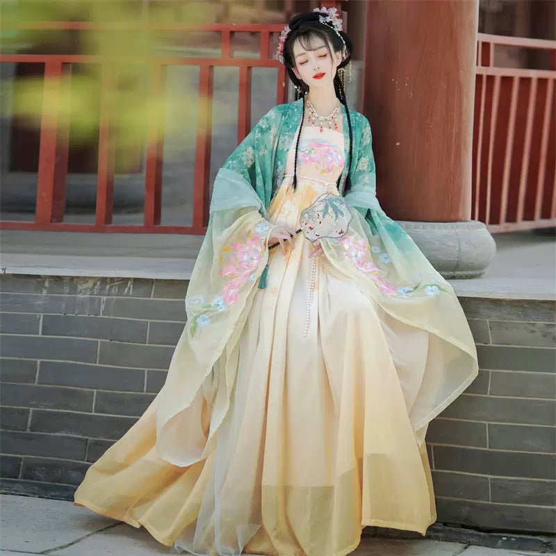 【Hanfu】Colorful Lotus|Tang Chest - Length skirthan fu Chinese han fu hanfu male tang dynasty clothes chinese hanfu tang dynasty outfits traditiona hanfu dress chinese hanfu chinese style dress dress fashion cheongsam dress q