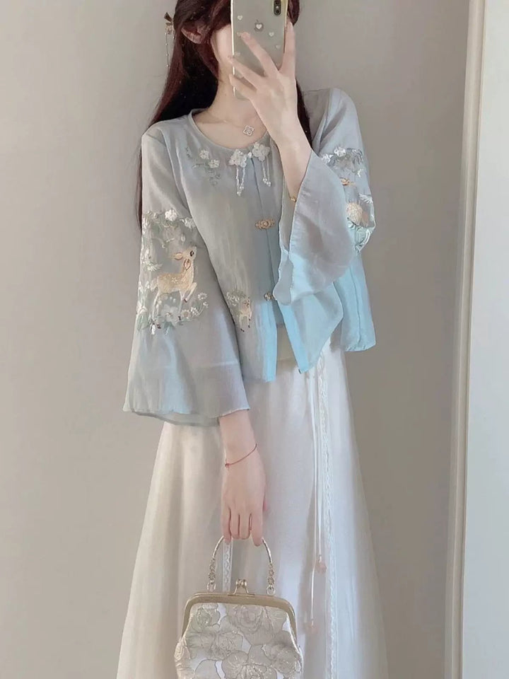 【Hanfu】Cute Deer|Modern skirthan fu Chinese han fu hanfu male tang dynasty clothes chinese hanfu tang dynasty outfits traditiona hanfu dress chinese hanfu chinese style dress dress fashion cheongsam dress q