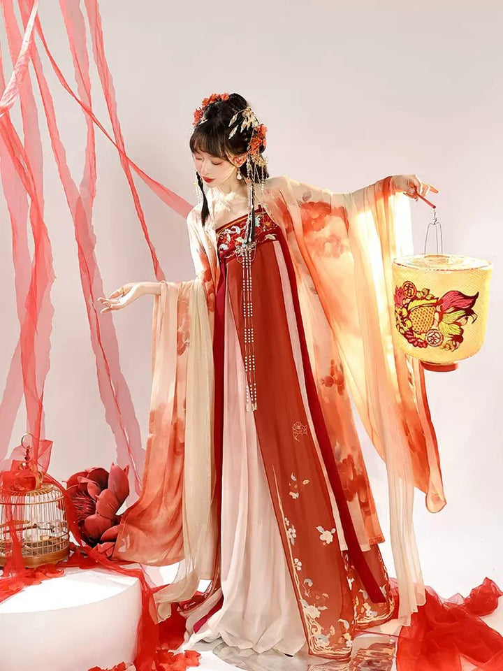 【Hanfu】Dyed Spring Begonias|Tang Chest - Length skirthan fu Chinese han fu hanfu male tang dynasty clothes chinese hanfu tang dynasty outfits traditiona hanfu dress chinese hanfu chinese style dress dress fashion cheongsam dress q