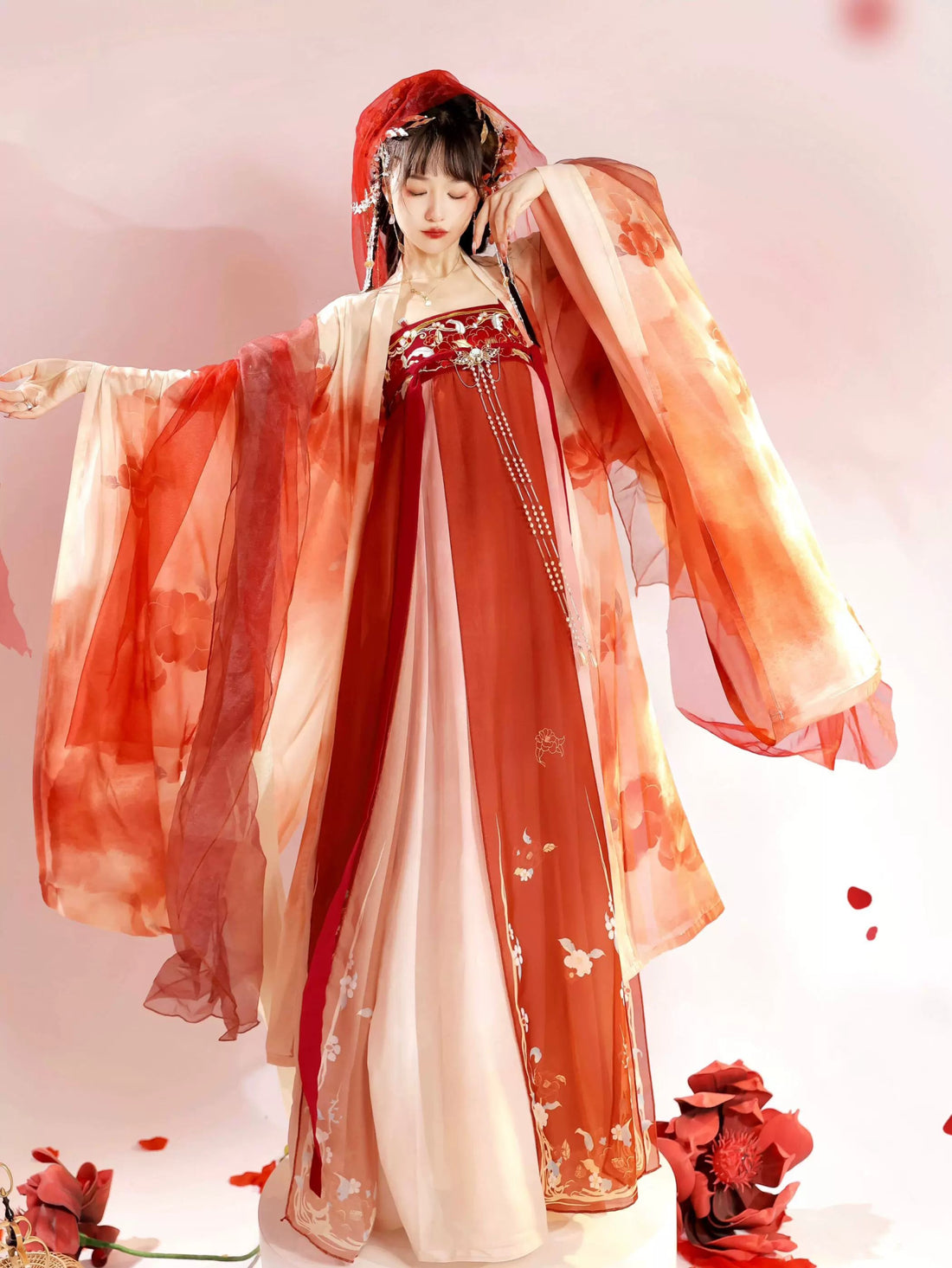 【Hanfu】Dyed Spring Begonias|Tang Chest - Length skirthan fu Chinese han fu hanfu male tang dynasty clothes chinese hanfu tang dynasty outfits traditiona hanfu dress chinese hanfu chinese style dress dress fashion cheongsam dress q