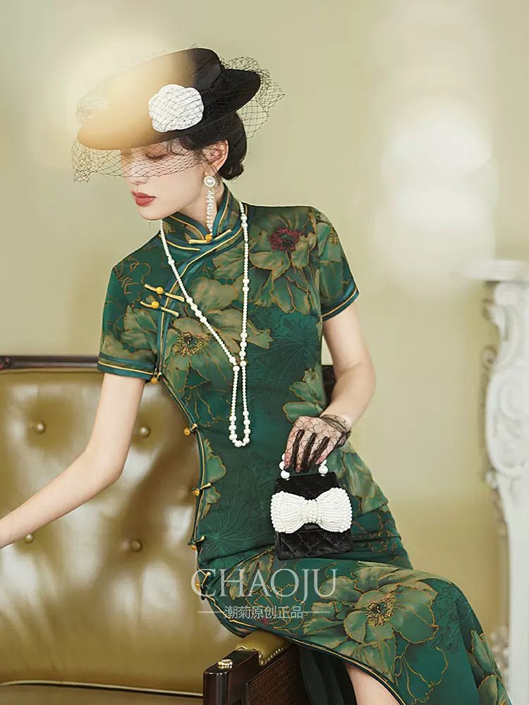 【Hanfu】Emerald Elegance Bloom | Cheongsam/Qipaohan fu Chinese han fu hanfu male tang dynasty clothes chinese hanfu tang dynasty outfits traditiona hanfu dress chinese hanfu chinese style dress dress fashion cheongsam dress q