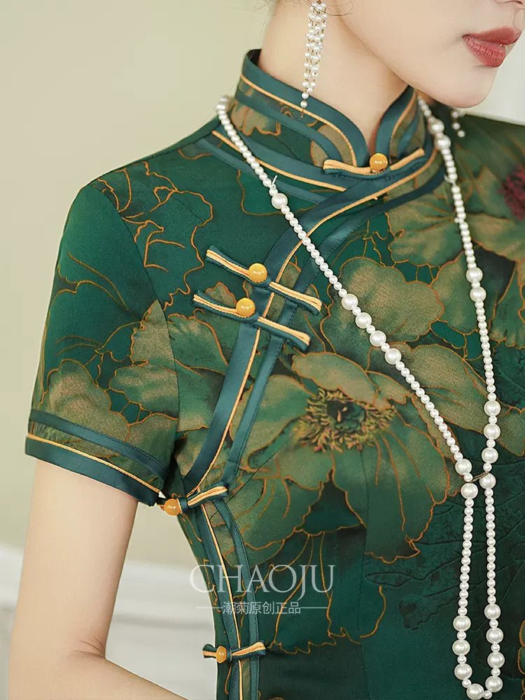 【Hanfu】Emerald Elegance Bloom | Cheongsam/Qipaohan fu Chinese han fu hanfu male tang dynasty clothes chinese hanfu tang dynasty outfits traditiona hanfu dress chinese hanfu chinese style dress dress fashion cheongsam dress q