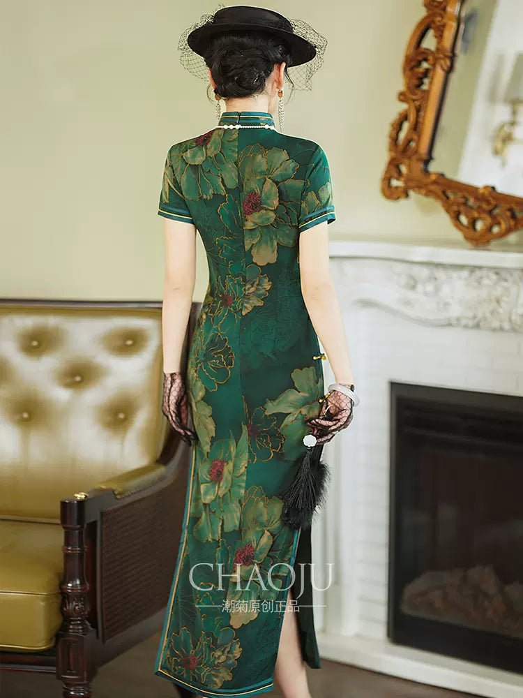 【Hanfu】Emerald Elegance Bloom | Cheongsam/Qipaohan fu Chinese han fu hanfu male tang dynasty clothes chinese hanfu tang dynasty outfits traditiona hanfu dress chinese hanfu chinese style dress dress fashion cheongsam dress q