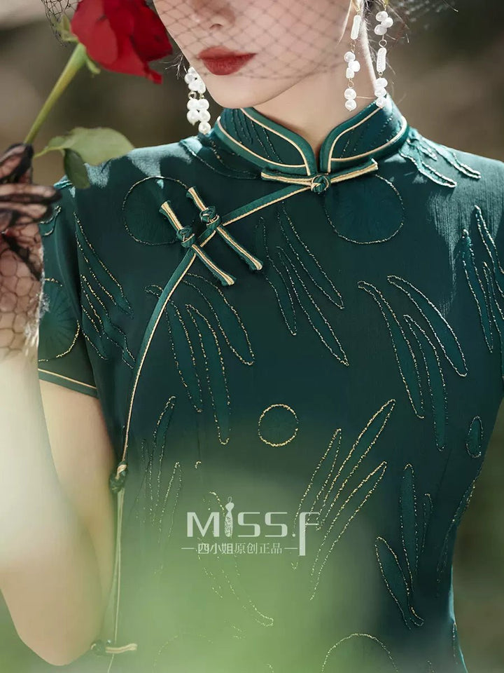 【Hanfu】Emerald Night Elegance | Cheongsam/Qipaohan fu Chinese han fu hanfu male tang dynasty clothes chinese hanfu tang dynasty outfits traditiona hanfu dress chinese hanfu chinese style dress dress fashion cheongsam dress q