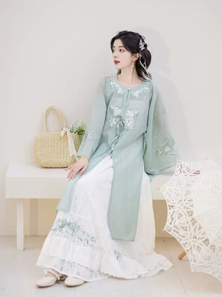 【Hanfu】Emerald Sleeves in Green | Modern Style Hanfuhan fu Chinese han fu hanfu male tang dynasty clothes chinese hanfu tang dynasty outfits traditiona hanfu dress chinese hanfu chinese style dress dress fashion cheongsam dress q