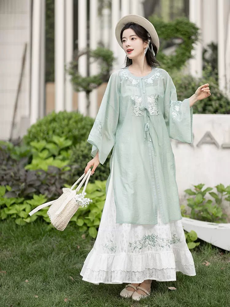 【Hanfu】Emerald Sleeves in Green | Modern Style Hanfuhan fu Chinese han fu hanfu male tang dynasty clothes chinese hanfu tang dynasty outfits traditiona hanfu dress chinese hanfu chinese style dress dress fashion cheongsam dress q