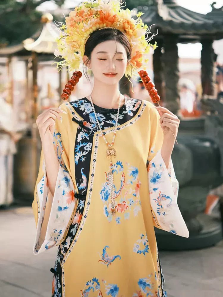 【Hanfu】Golden Blossom Radiance | Qing Style Hanfuhan fu Chinese han fu hanfu male tang dynasty clothes chinese hanfu tang dynasty outfits traditiona hanfu dress chinese hanfu chinese style dress dress fashion cheongsam dress q