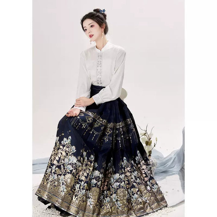 【Hanfu】Golden Jade Begonia|Ming Horse - Faced skirthan fu Chinese han fu hanfu male tang dynasty clothes chinese hanfu tang dynasty outfits traditiona hanfu dress chinese hanfu chinese style dress dress fashion cheongsam dress q