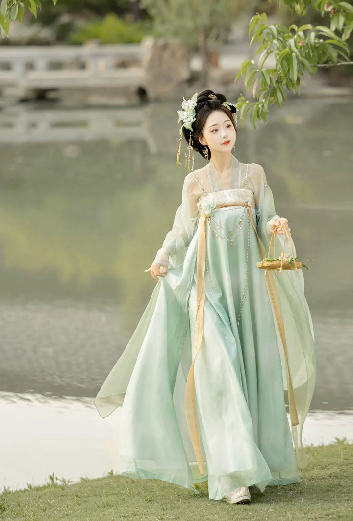 【Hanfu】Green lemon and goldenlemon|Wei&Jin Big - sleeved shirt and skirthan fu Chinese han fu hanfu male tang dynasty clothes chinese hanfu tang dynasty outfits traditiona hanfu dress chinese hanfu chinese style dress dress fashion cheongsam dress q