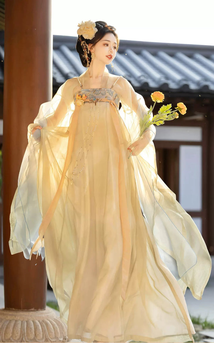 【Hanfu】Green lemon and goldenlemon|Wei&Jin Big - sleeved shirt and skirthan fu Chinese han fu hanfu male tang dynasty clothes chinese hanfu tang dynasty outfits traditiona hanfu dress chinese hanfu chinese style dress dress fashion cheongsam dress q