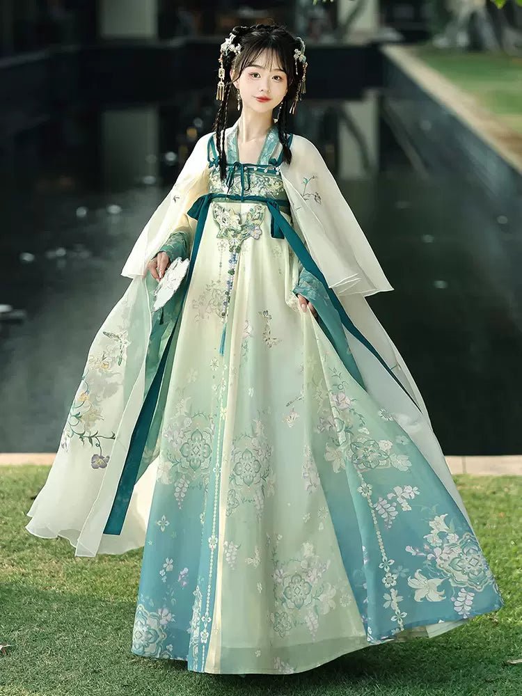 【Hanfu】Green Ripples|Tang Chest - Length skirthan fu Chinese han fu hanfu male tang dynasty clothes chinese hanfu tang dynasty outfits traditiona hanfu dress chinese hanfu chinese style dress dress fashion cheongsam dress q