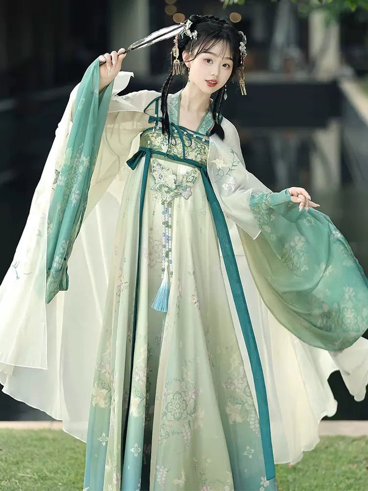 【Hanfu】Green Ripples|Tang Chest - Length skirthan fu Chinese han fu hanfu male tang dynasty clothes chinese hanfu tang dynasty outfits traditiona hanfu dress chinese hanfu chinese style dress dress fashion cheongsam dress q