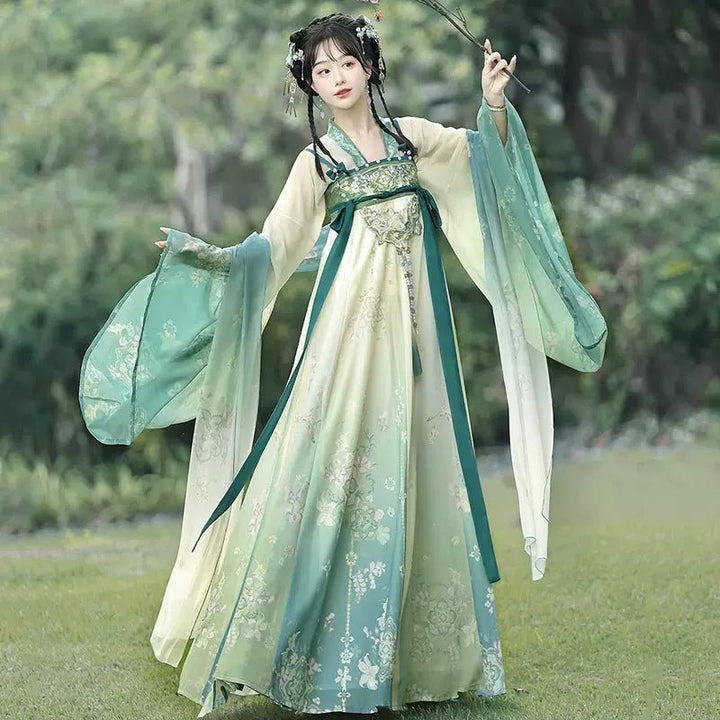 【Hanfu】Green Ripples|Tang Chest - Length skirthan fu Chinese han fu hanfu male tang dynasty clothes chinese hanfu tang dynasty outfits traditiona hanfu dress chinese hanfu chinese style dress dress fashion cheongsam dress q