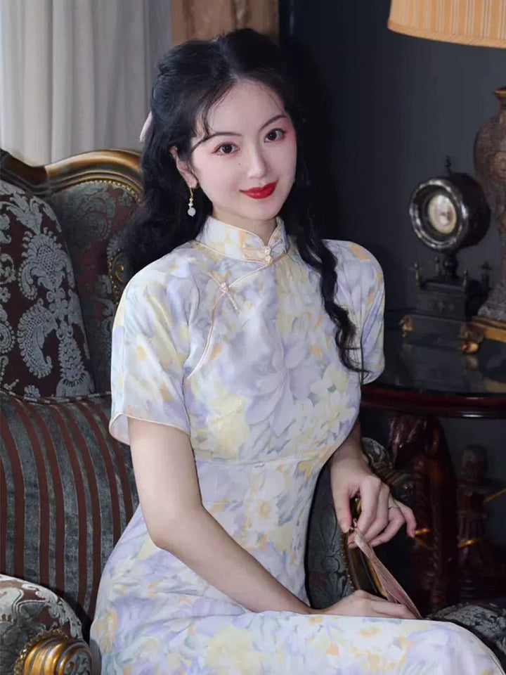 【Hanfu】Lavender Blossoms at Dusk | Cheongsam/Qipaohan fu Chinese han fu hanfu male tang dynasty clothes chinese hanfu tang dynasty outfits traditiona hanfu dress chinese hanfu chinese style dress dress fashion cheongsam dress q