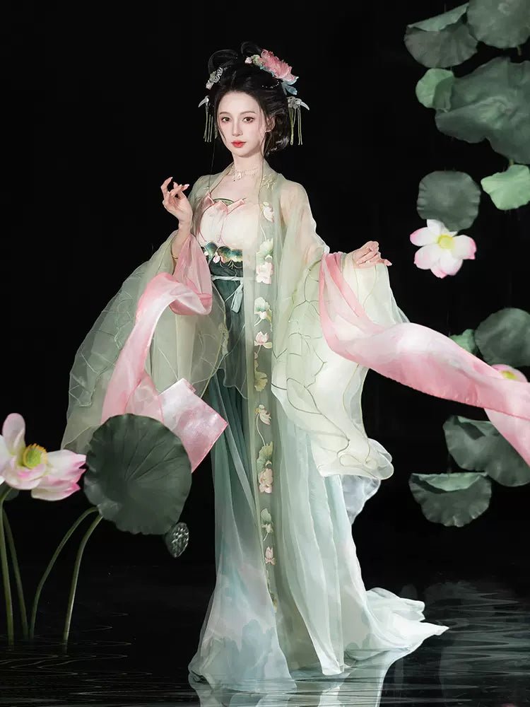 【Hanfu】Lotus in green waves|Tang three - piece sethan fu Chinese han fu hanfu male tang dynasty clothes chinese hanfu tang dynasty outfits traditiona hanfu dress chinese hanfu chinese style dress dress fashion cheongsam dress q