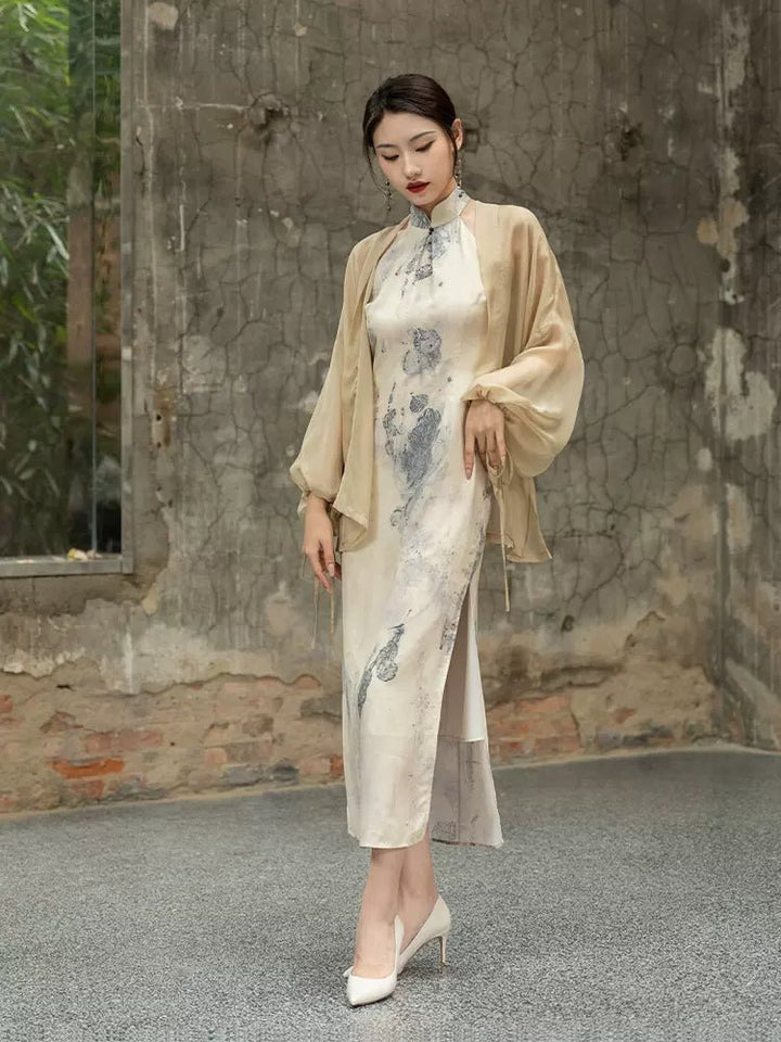 【Hanfu】Marble Elegance Harmony | Cheongsam/Qipaohan fu Chinese han fu hanfu male tang dynasty clothes chinese hanfu tang dynasty outfits traditiona hanfu dress chinese hanfu chinese style dress dress fashion cheongsam dress q