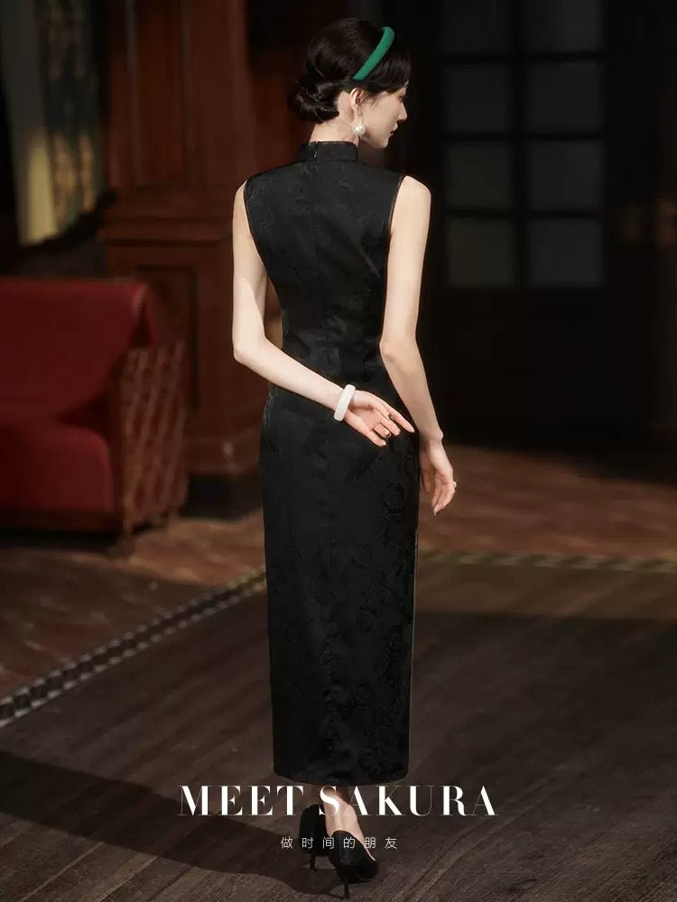 【Hanfu】Midnight Elegance Bloom | Cheongsam/Qipaohan fu Chinese han fu hanfu male tang dynasty clothes chinese hanfu tang dynasty outfits traditiona hanfu dress chinese hanfu chinese style dress dress fashion cheongsam dress q