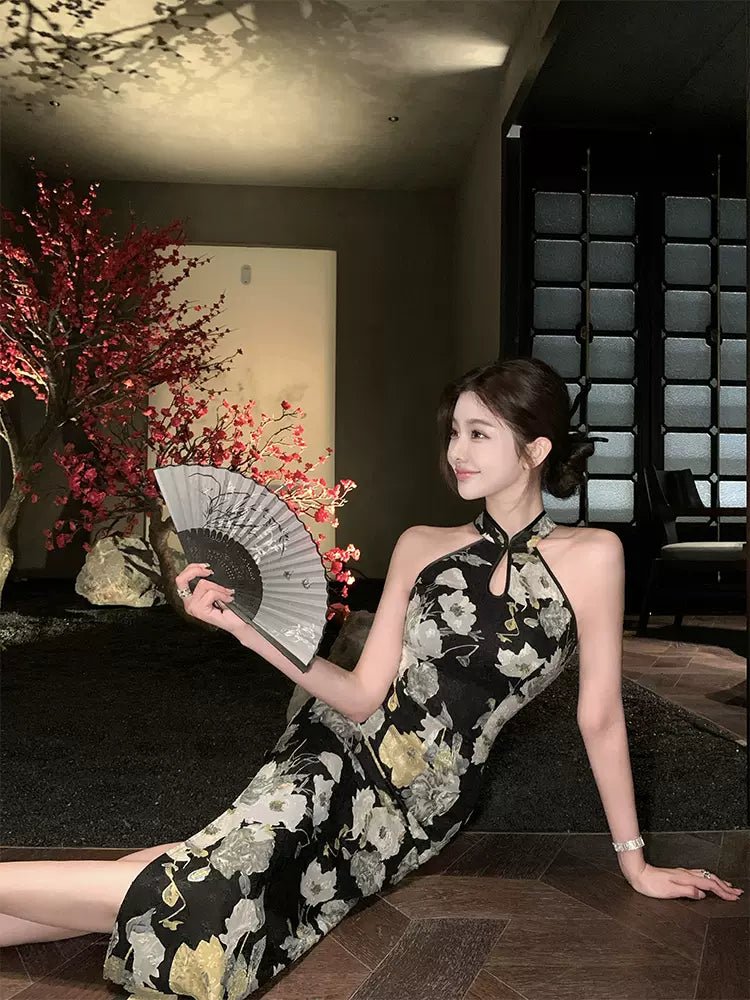 【Hanfu】Night Blooming Elegance | Cheongsam/Qipaohan fu Chinese han fu hanfu male tang dynasty clothes chinese hanfu tang dynasty outfits traditiona hanfu dress chinese hanfu chinese style dress dress fashion cheongsam dress q