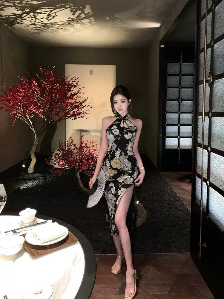 【Hanfu】Night Blooming Elegance | Cheongsam/Qipaohan fu Chinese han fu hanfu male tang dynasty clothes chinese hanfu tang dynasty outfits traditiona hanfu dress chinese hanfu chinese style dress dress fashion cheongsam dress q