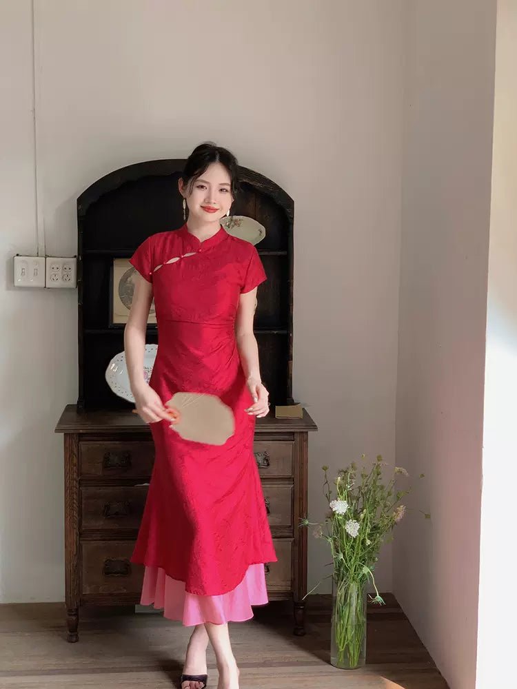 【Hanfu】Peach Blossom Serenade | Cheongsam/Qipaohan fu Chinese han fu hanfu male tang dynasty clothes chinese hanfu tang dynasty outfits traditiona hanfu dress chinese hanfu chinese style dress dress fashion cheongsam dress q