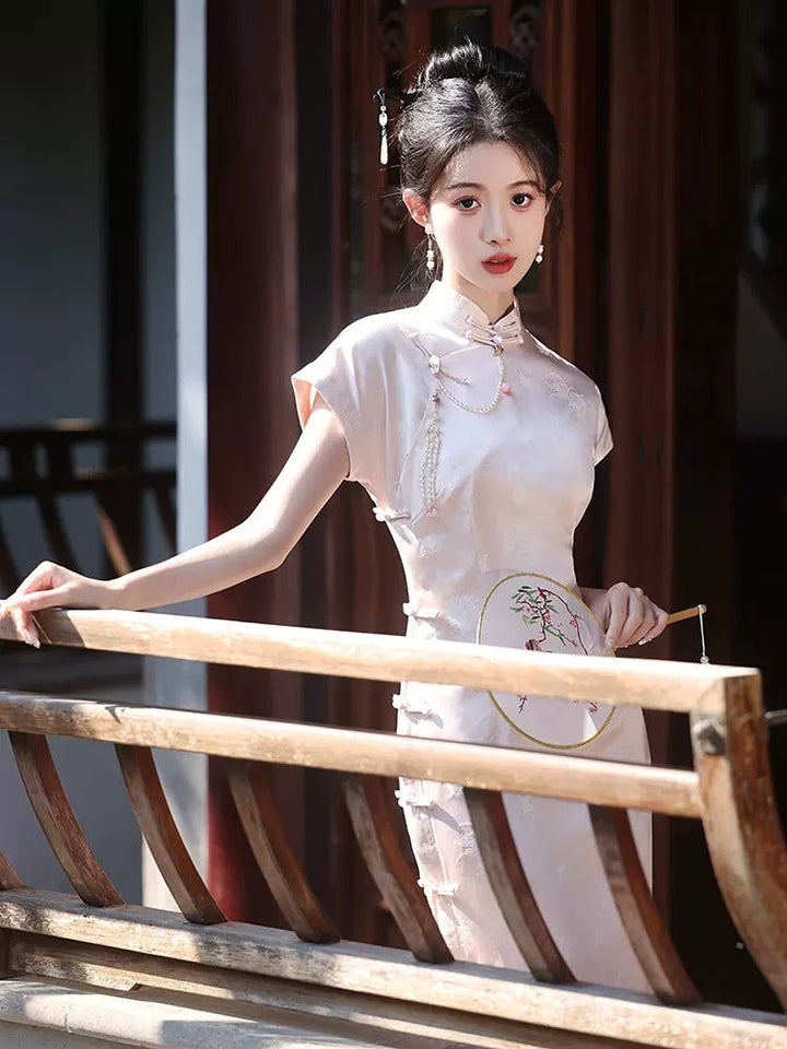 【Hanfu】Peach Blossom Whisper | Cheongsam/Qipaohan fu Chinese han fu hanfu male tang dynasty clothes chinese hanfu tang dynasty outfits traditiona hanfu dress chinese hanfu chinese style dress dress fashion cheongsam dress q