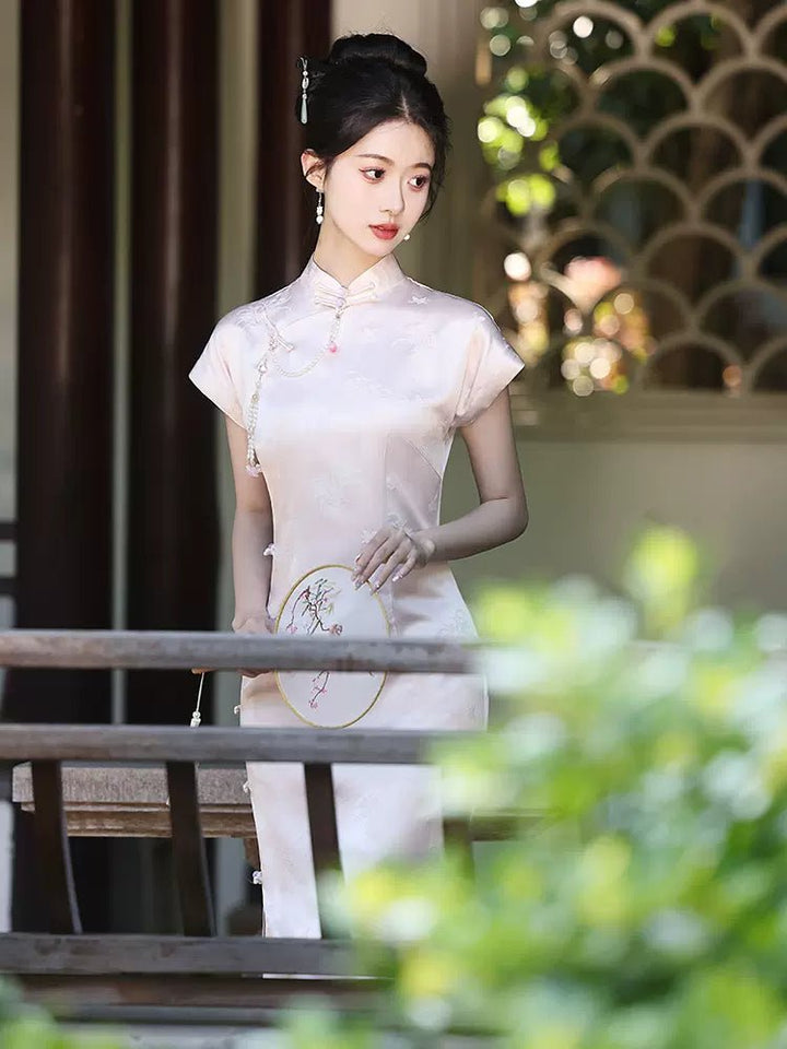 【Hanfu】Peach Blossom Whisper | Cheongsam/Qipaohan fu Chinese han fu hanfu male tang dynasty clothes chinese hanfu tang dynasty outfits traditiona hanfu dress chinese hanfu chinese style dress dress fashion cheongsam dress q