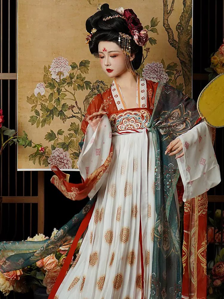 【Hanfu】Princess in Bloom|Tang Chest - Length skirthan fu Chinese han fu hanfu male tang dynasty clothes chinese hanfu tang dynasty outfits traditiona hanfu dress chinese hanfu chinese style dress dress fashion cheongsam dress q