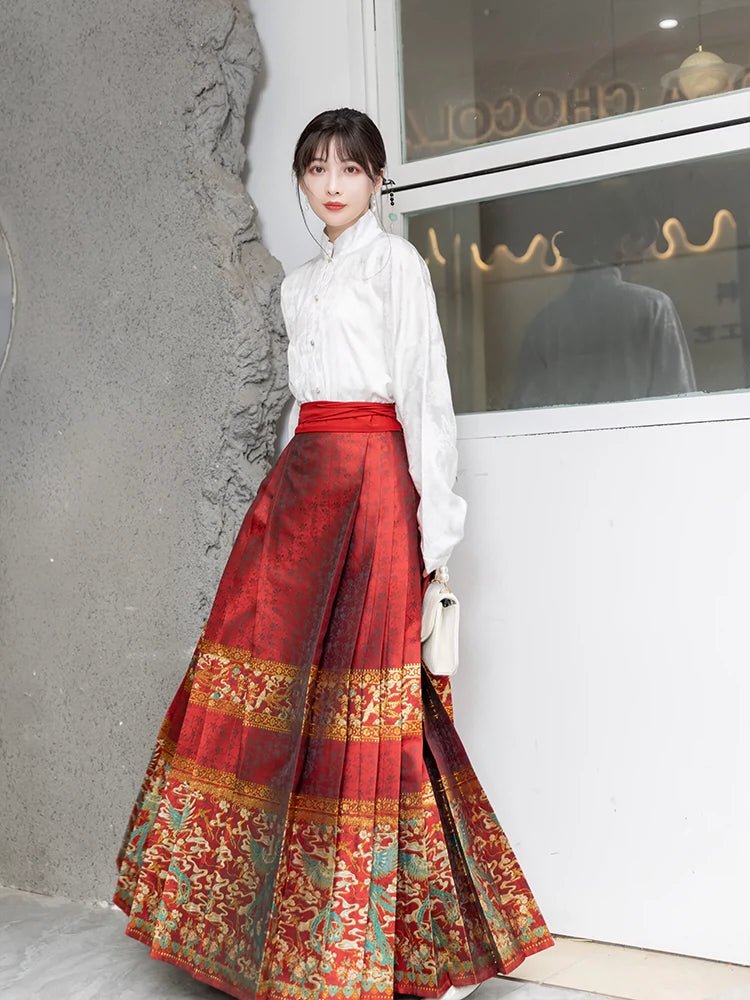 【Hanfu】Red Embroidery & Phoenix Dance in the Skies | Mamian skirthan fu Chinese han fu hanfu male tang dynasty clothes chinese hanfu tang dynasty outfits traditiona hanfu dress chinese hanfu chinese style dress dress fashion cheongsam dress q