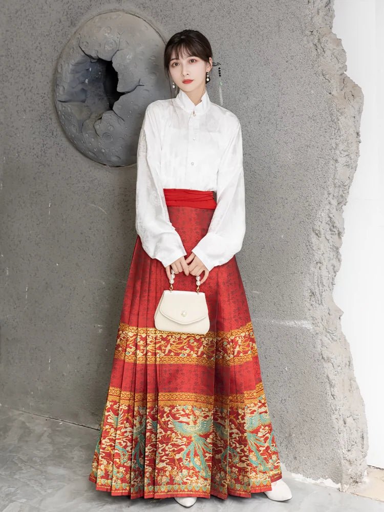 【Hanfu】Red Embroidery & Phoenix Dance in the Skies | Mamian skirthan fu Chinese han fu hanfu male tang dynasty clothes chinese hanfu tang dynasty outfits traditiona hanfu dress chinese hanfu chinese style dress dress fashion cheongsam dress q