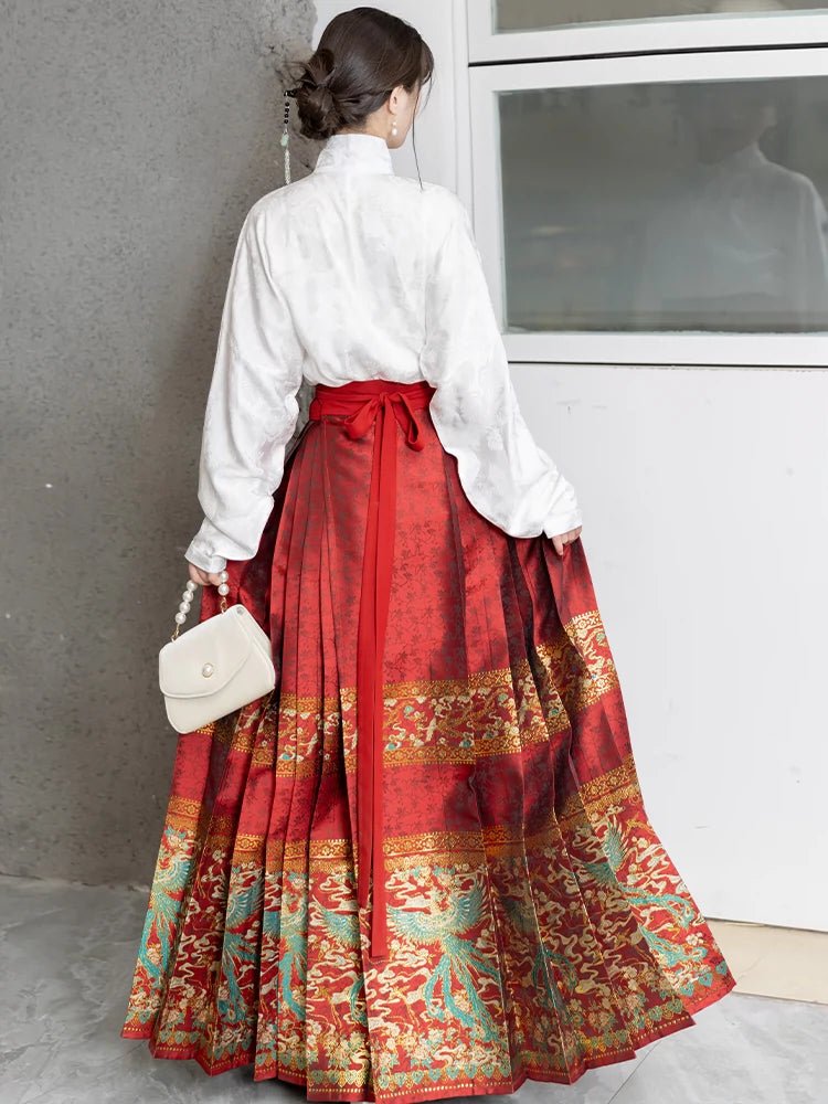 【Hanfu】Red Embroidery & Phoenix Dance in the Skies | Mamian skirthan fu Chinese han fu hanfu male tang dynasty clothes chinese hanfu tang dynasty outfits traditiona hanfu dress chinese hanfu chinese style dress dress fashion cheongsam dress q