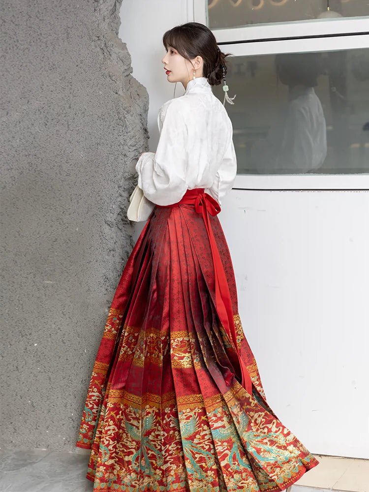 【Hanfu】Red Embroidery & Phoenix Dance in the Skies | Mamian skirthan fu Chinese han fu hanfu male tang dynasty clothes chinese hanfu tang dynasty outfits traditiona hanfu dress chinese hanfu chinese style dress dress fashion cheongsam dress q