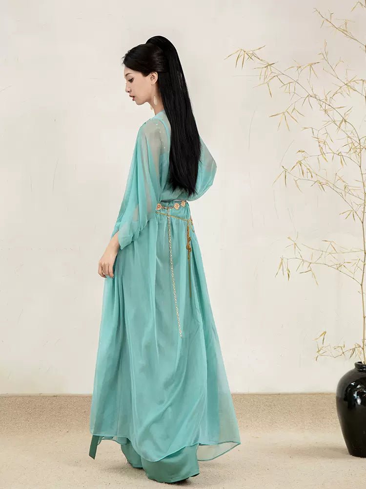 【Hanfu】The ethereal turquoise|Modern three - piece sethan fu Chinese han fu hanfu male tang dynasty clothes chinese hanfu tang dynasty outfits traditiona hanfu dress chinese hanfu chinese style dress dress fashion cheongsam dress q