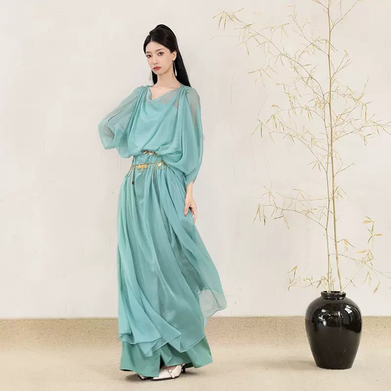 【Hanfu】The ethereal turquoise|Modern three - piece sethan fu Chinese han fu hanfu male tang dynasty clothes chinese hanfu tang dynasty outfits traditiona hanfu dress chinese hanfu chinese style dress dress fashion cheongsam dress q