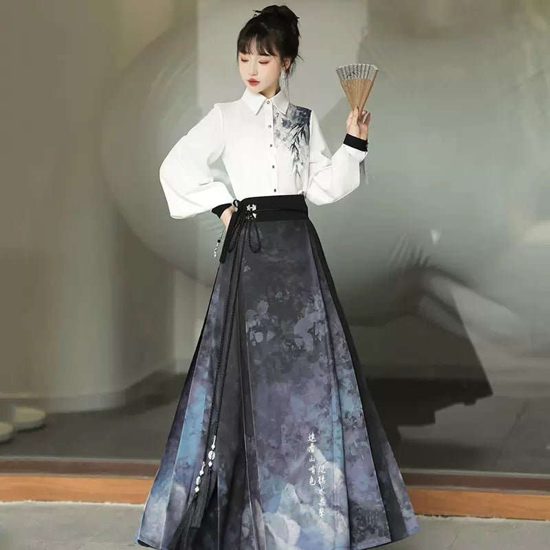 【Hanfu】The shadow of landscape painting|Modern horse - faced skirthan fu Chinese han fu hanfu male tang dynasty clothes chinese hanfu tang dynasty outfits traditiona hanfu dress chinese hanfu chinese style dress dress fashion cheongsam dress q