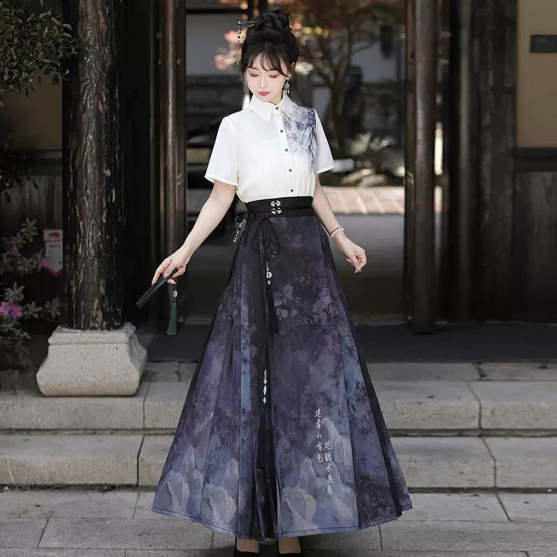 【Hanfu】The shadow of landscape painting|Modern horse - faced skirthan fu Chinese han fu hanfu male tang dynasty clothes chinese hanfu tang dynasty outfits traditiona hanfu dress chinese hanfu chinese style dress dress fashion cheongsam dress q