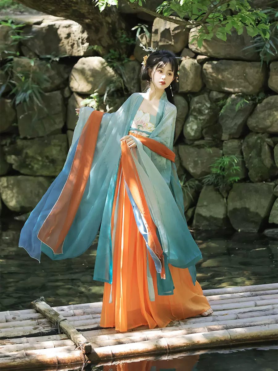 【Hanfu】Twin Flowers| Tang Chest - Length skirthan fu Chinese han fu hanfu male tang dynasty clothes chinese hanfu tang dynasty outfits traditiona hanfu dress chinese hanfu chinese style dress dress fashion cheongsam dress q