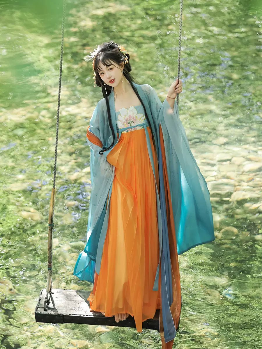 【Hanfu】Twin Flowers| Tang Chest - Length skirthan fu Chinese han fu hanfu male tang dynasty clothes chinese hanfu tang dynasty outfits traditiona hanfu dress chinese hanfu chinese style dress dress fashion cheongsam dress q