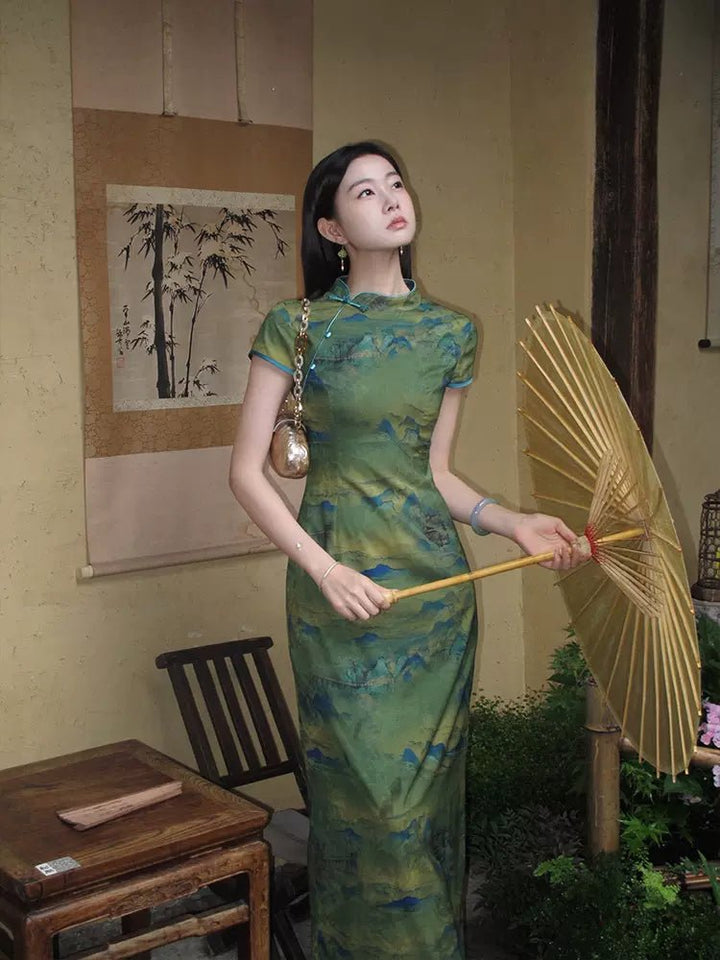 【Hanfu】Verdant Serenity | Cheongsam/Qipaohan fu Chinese han fu hanfu male tang dynasty clothes chinese hanfu tang dynasty outfits traditiona hanfu dress chinese hanfu chinese style dress dress fashion cheongsam dress q