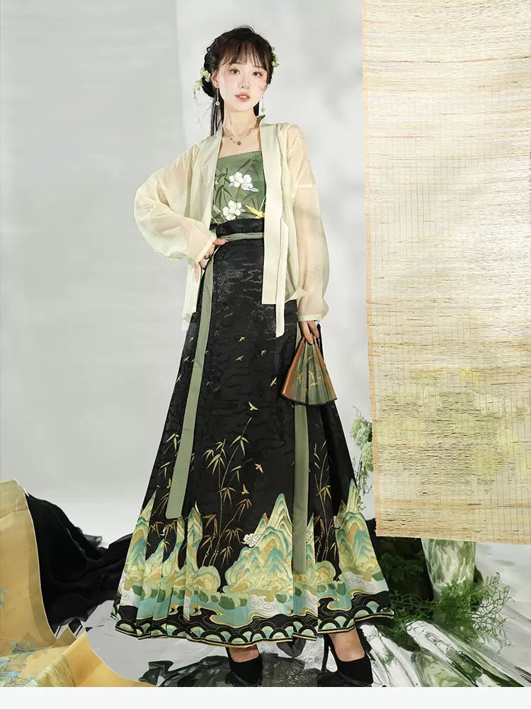 【Hanfu】Verdant Tranquility Elegance | Song Chest - length skirthan fu Chinese han fu hanfu male tang dynasty clothes chinese hanfu tang dynasty outfits traditiona hanfu dress chinese hanfu chinese style dress dress fashion cheongsam dress q