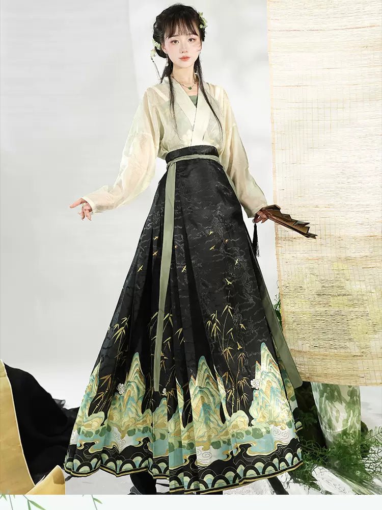 【Hanfu】Verdant Tranquility Elegance | Song Chest - length skirthan fu Chinese han fu hanfu male tang dynasty clothes chinese hanfu tang dynasty outfits traditiona hanfu dress chinese hanfu chinese style dress dress fashion cheongsam dress q