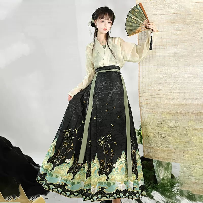 【Hanfu】Verdant Tranquility Elegance | Song Chest - length skirthan fu Chinese han fu hanfu male tang dynasty clothes chinese hanfu tang dynasty outfits traditiona hanfu dress chinese hanfu chinese style dress dress fashion cheongsam dress q