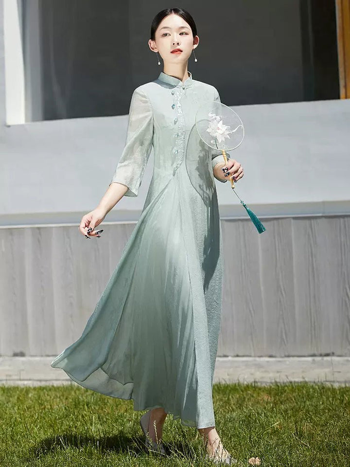 【Hanfu】Whispering Willows in Spring | Cheongsam/Qipaohan fu Chinese han fu hanfu male tang dynasty clothes chinese hanfu tang dynasty outfits traditiona hanfu dress chinese hanfu chinese style dress dress fashion cheongsam dress q